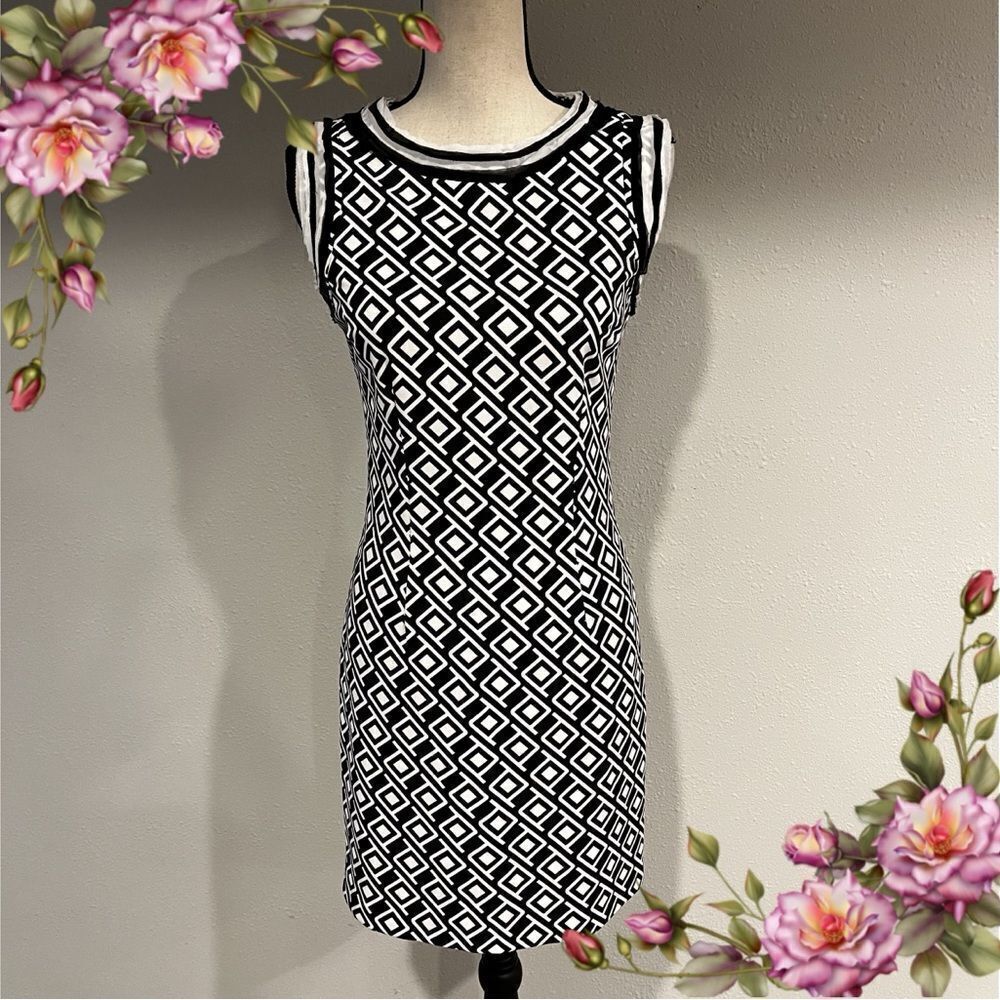 Lucy Paris‎ geometric print sleeveless fitted dress